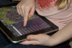 child with tablet